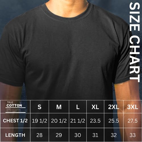 TRUE COTTON Tees Men's T-Shirts - Premium Set of 5 Colors - Modern Cut with Invisible Stitching & Crew Neck - 5 Pack